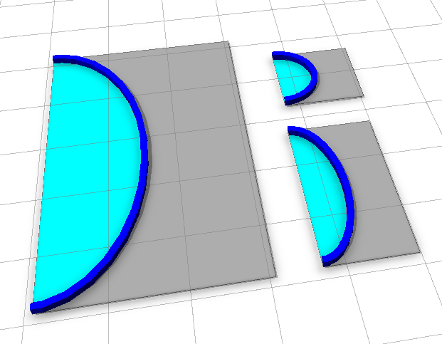 Half circles from different size squares